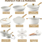 SENSARTE Nonstick Ceramic Cookware Set 23-Piece, Healthy Pots and Pans Set, Non-toxic Kitchen Cooking Set with Stay-Cool Handles, Silicone Utensils and Pot Protectors, PFAS & PFOA Free