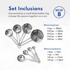New Star Foodservice 42917 Stainless Steel 8-Piece Measuring Cups and Spoons Combo Set