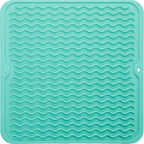 Silicone Dish Drying Mat for Multiple Usage,Easy clean,Eco-friendly,Heat-resistant Silicone Mat for Kitchen Counter or Sink,Refrigerator or Drawer liner Mint M 12 inches x 12 inches