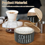 Wooden Coffee Filter Holder & Storage Organizer - Large Capacity Rustic Coffee Filter Dispenser with Bamboo Lid, Multipurpose Coffee Pod & Filter Basket for Bar Counter, Kitchen, or Coffee Bar Decor