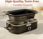 [NEW] MAGNIFIQUE 4-Quart Slow Cooker with Casserole Manual Warm Setting - Perfect Kitchen Small Appliance for Family Dinners, Dishwasher Safe Crock, Black