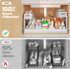 1 Pack-19"-32"W Expandable Under Sink Organizer With Upgrade Ball-Bearing Slide,2-Tier Pull Out Under Cabinet Organizer Height Adjustable,Not Suitable For Cabinets With Partitions In The Middle