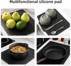 Dish drying mats for kitchen counter, Silicone dish drying mat ,Heat resistant mats for countertop,With drain port ,Stone drying mat for kitchen counter (15.6" x 13", black)