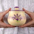 City to Cottage Ceramic Sugar Bowl with Lid, 10oz Sugar Contanier for Coffee Bar, Sugar Dispenser Bowl, Salt - Condiment Pot for Kitchen Counter, Handcrafted Cream Lavender Floral Sugar Jar
