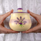 City to Cottage Ceramic Sugar Bowl with Lid, 10oz Sugar Contanier for Coffee Bar, Sugar Dispenser Bowl, Salt - Condiment Pot for Kitchen Counter, Handcrafted Cream Lavender Floral Sugar Jar