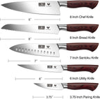 HOSHANHO 5-Piece Japanese Style Kitchen Knife Set,Professional Ultra Sharp High-Carbon Stainless Steel Chefs Knives with Ergonomic Wood Handle,Elegant Box Packaging