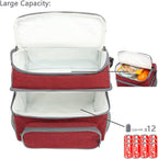 FlowFly Double Layer Cooler Insulated Lunch Bag Adult Lunch Box Large Tote Bag for Men, Women, With Adjustable Strap,Front Pocket and Dual Large Mesh Side Pockets
