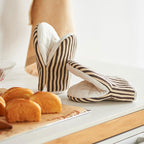 1 Pair Mini Oven Mitts,High Heat Resistant Oven Gloves,Kitchen Short Oven Mit with Hanging Loop for BBQ, Baking, Cooking and Grilling, (Khaki)