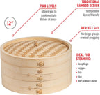 Joyce Chen 2-Tier Bamboo Steamer Baskets, 12-Inch