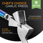 ORBLUE Garlic Press Stainless Steel - Premium Professional Grade Garlic Mincer, Crusher & Peeler Set - Easy Clean, Dishwasher Safe & Rust-proof, Multi-colored