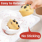 CAKETIME Large Muffin Pan Jumbo with Metal Frame 3.5 Inch Silicone Muffin Pan Nonstick 6 Cups for Baking Jumbo Muffin, Frittatas, Jumbo 1 Pack
