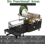 Runnatal Large Dish Drying Rack with Drainboard Set, Stainless Steel Detachable 2-in-1 Large-Capacity 2-Tier Over The Sink Anti-Rust Dish Rack and Dish Drainer for Kitchen Counter