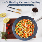 Stainless Steel Nonstick Frying Pan,8 Inch Healthy Non Toxic Ceramic Coating Cookware Works on Induction, Electric Stove and Gas Cooktops,PTFE PFAS PFOA Free Skillet,Dishwasher&Oven Safe