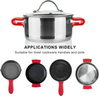 8 Pcs Non-Slip Silicone Hot Handle Holder & Assist Grips, Potholder for Cast Iron Skillets, Heat Resistant Handle Cover Sleeve for Frying Pans, Casserole, Cookware Handles, Red