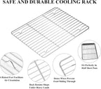 Deedro Baking Sheet with Rack Set [2 Sheets + 2 Racks], Stainless Steel Cookie Half Sheets Baking Pan Oven Tray with Cooling Rack, 12 x 10 x 1 Inch, Heavy Duty, Non-toxic, Easy Clean