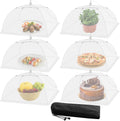 Mesh Food Covers for Outside - Upgraded 6 Pack Large 17x17 in Food Tent Food Cover Outdoors Party Collapsible Picnic Nets Umbrella Mesh Screen Pop Up Food Dome (White)