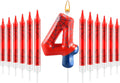 13 Pcs Spider Themed Birthday Candle Set Red Spider Theme Number 4 Candle Cake Topper for Boys Girls Birthday Decoration Spider Party Decoration Supplies (Number 4)