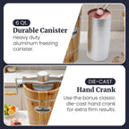 Elite Gourmet EIM916X Old Fashioned 6 Quart Vintage Wood Bucket Electric Ice Cream Maker Machine Appalachian, Bonus Classic Die-Cast Hand Crank for Churning, Uses Ice and Rock Salt