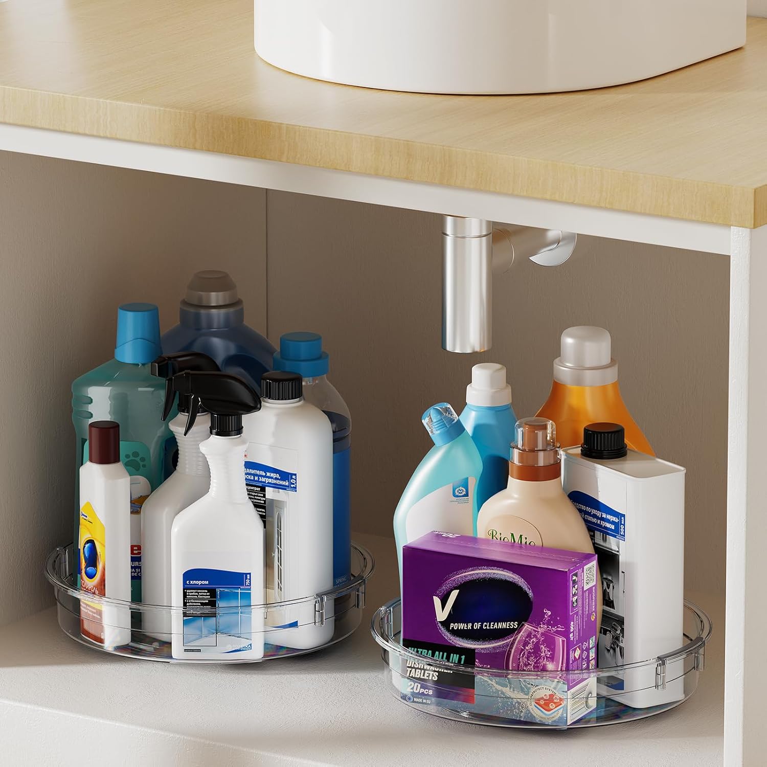 LAMU 4 Pack 12in Lazy Susan Organizer, Clear Lazy Susan Turntable for Cabinet, Refrigerator, Table Top, Kitchen, Bathroom, Pantry Organizers and Storage