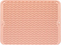 Silicone Dish Drying Mat for Multiple Usage,Easy clean,Eco-friendly,Heat-resistant Silicone Mat for Kitchen Counter or Sink,Refrigerator or drawer liner Pink L 16 inches x 12 inches