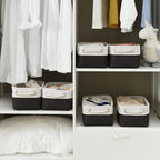 TheWarmHome Storage Bins for Shelves - 6 Pack 11.8x7.8x5.2 inch Collapsible Storage Cubes, Basket for Gifts Empty Closet Organizing Dog Toy Box (White & Black)