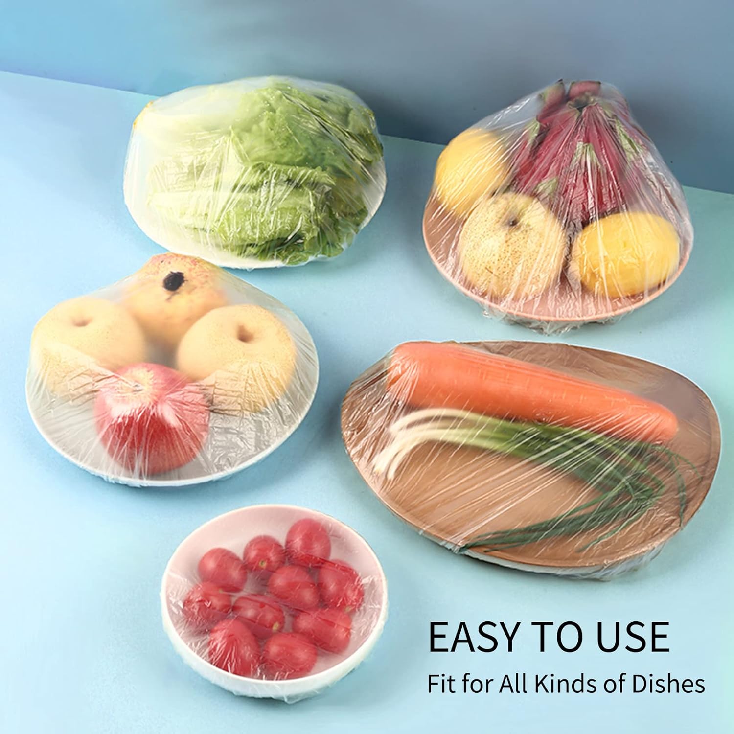 Homelove 50pcs Plastic Bowl Covers Food Cover Dish Covers, Reusable Elastic Stretch Fresh Keeping Bags, Kitchen Dining Plate Bread Proofing Food Storage Covers, Universal Kitchen Plastic Wrap