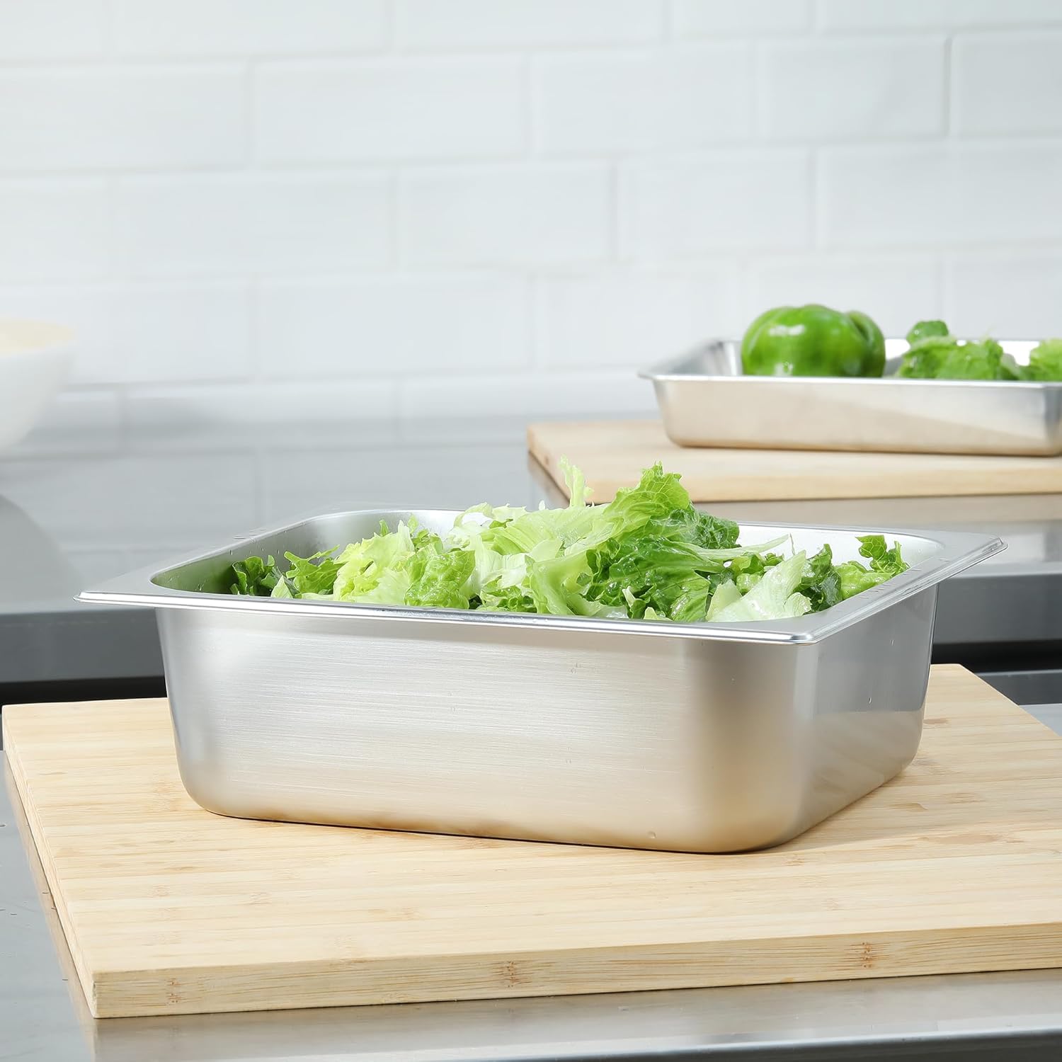 1/2 Hotel Pans Half Size 6-Pack 4 Inch Deep Silver Stainless Steel Steam Table Pan Tray for Food, Catering Pan for Cafeterias, Hotel and Restaurant