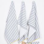 Printed Kitchen Dish Bar and Tea Towels Cotton, 18x28 inch with Trims, Cotton Dish Towel Sets (Blue Stripes, Set of 6)