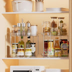 LAMU 2 Pack 2 Tier Lazy Susan Turntable Organizer 10.6'' Rotating Spice Rack Organization for Cabinet, Kitchen, Pantry, Countertop, Bathroom, Vanity, Medicine Cabinet Organizer, Clear