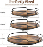 WOWBOX 12" Lazy Susan Organizer for Table Top Rotating Spice Rack Organizations Wood Lazy Susan Turntable Organizer for Cabinet Kitchen Pantry Countertop Bathroom Vanity