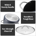 BEZIA 10 Quart Cooking Pot, Large Non Stick Induction Stock Pot with Lid, All Stove Compatible, 10 QT Aluminum Soup/Stew Pot For Large-batch Cooking, Grey