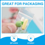 300pcs 1" x 1" Plastic Zip Bags, 2 mil Thick, Clear Small Pill Bag, Mini Zip Baggies, Reclosable Zipper Poly Bag for Travel, Storage, Packaging