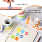 3500PCS 7-Day of The Week Sticker, 1" Round Day Dot Food Rotation Labels - Removable Date Stickers for Food Containers 7 Rolls Self Adhesive(500 Labels/Roll)