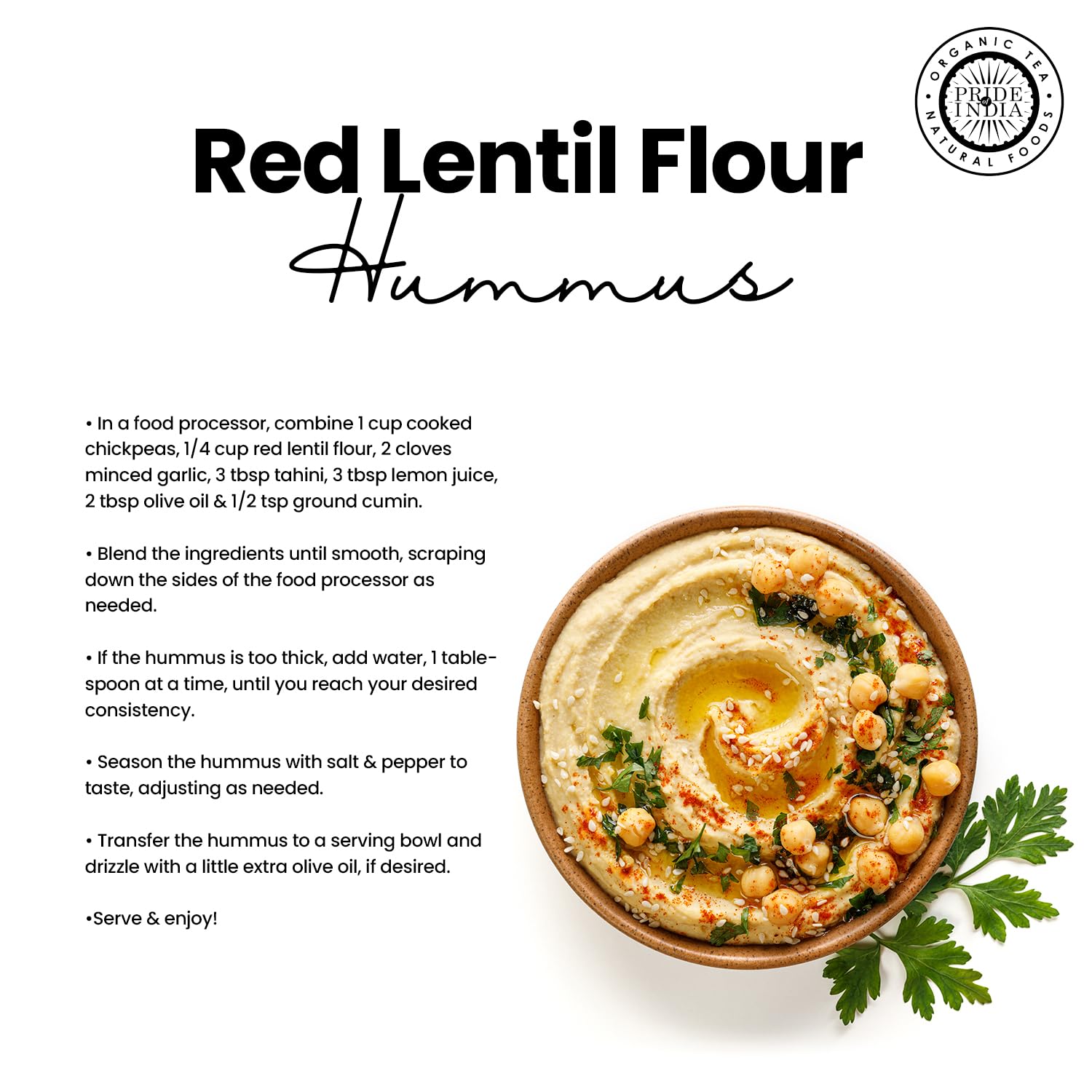 Pride of India- Red Lentil Flour 1 lbs (454 gm) Hint of Sweetness Slightly Nutty Earthy Flavor Freshly Milled in Small Batches |Ideal for Cakes Sauces Pasta Crepes Meatballs | Vegan, Gluten Free
