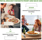5 PCS Large Pizza Stone Set,Heavy Duty 16" Pizza Stone for Oven and Grill with Handle Rack,Pizza Peel(OAK), Pizza Cutter Rocker & Cooking Paper,Large Baking Stone for Pizza, Bread