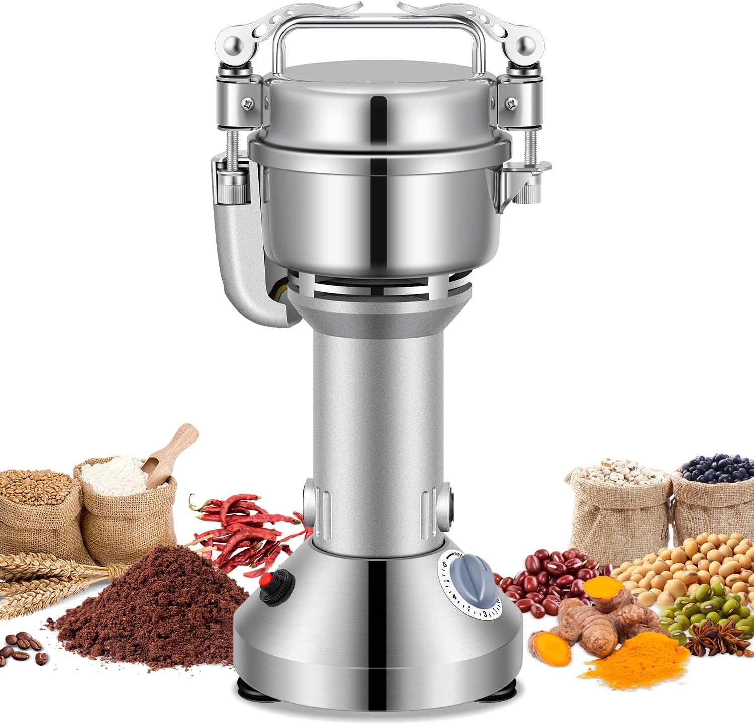 Grain Mill 150g Commercial Spice Grinder Electric 650W Stainless Steel Pulverizer Dry Grinder for Grinding Wheat, Oats, Corn, Pepper, and Coffee Beans – Grinders for Kitchen.