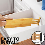 SpaceAid Bamboo Dresser Drawer Dividers 6 Pack, 4.65“ High Adjustable 17“-22” Drawer Organizers, Expandable Organization for Clothing, Clothes, Dressers, Natural