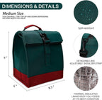 SUNNY BIRD Insulated Lunch Bag Rolltop Lunch Box Tote Lunchbox Bag for Women, Men, Adults and Teens (Green)