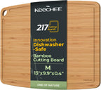 Dishwasher Safe Durable Lightweight Bamboo Wood Cutting Boards for Busy Kitchen, Easy Storage & Clean Wooden Chopping Boards Reversible with Juice Groove, Kitchen Gift for Home Cooks