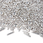 Dazzjoy Silver Pearl Rods Sprinkles, 130g/4.58oz, Mix Size, Pearl Sprinkles for Cupcake Decorating, Cupcake Toppers, Cake Decorations, Ice Cream, Wedding Party Valentines Easter Supplies