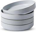 famiware Star 8.25" Pasta Bowls, Large Dinner Bowls Set of 4, Salad Bowl Plates, Shallow Bowls for Eating, Light Gray