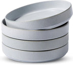 famiware Star 8.25" Pasta Bowls, Large Dinner Bowls Set of 4, Salad Bowl Plates, Shallow Bowls for Eating, Light Gray