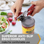 Can Opener Manual Heavy Duty, UHIYEE Hand Held Can Openers for Seniors with Comfort Grip Sharp Blade, Solid Steel Hand Manual Can Open with Magnet for Kitchen Camping, Red