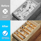 6 Pack Bamboo Drawer Dividers with 12 Inserts, Expandable Adjustable Clothes Drawer Organizers and Storage from 17" to 22" for Kitchen, Bedroom, Dresser, Cosmetics (Natural)