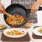 4 Pack Silicone Trivets for Hot Dishes Large 446°F Heat Resistant Pot Holder Hot Pads for Kitchen 9'' x 12' Brown Silicone Trivet Mat for Hot Pots and Pans, Jar Opener, Drying Mat