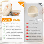HASHMUST Banneton Bread Proofing Basket Set, 9 Inch Round & 10 Inch Oval Cotton Rope Proofing Bowls with Liners Covers & 14x19 Inch Thick Baguettes Cloth, Sourdough Dough Loaves Baking Supplies Gifts