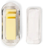 Kangaroo Decorative Clear Glass Butter Dish with Lid for Countertop & Refrigerator - Crystal Covered Butter Tray Storage Container Holder for Counter & Fridge - Best Small Dish Flip Top Lid BPA FREE