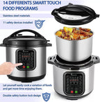8qt stainless steel Pressure Cooker | 24-hour Presetting electric rice cooker, 14 in 1 slow cooker with temperature control | LED Multifunction Steamer, Food Warmer with nonstick pot