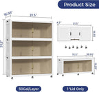 150 Gallon Extra Large Collapsible Storage Bin with Lid, 600QT Stackable Plastic Organizer with 6x Wheels, Foldable Drawer Cabinet for Closet, Living Room Office Dorm 3Pack, White