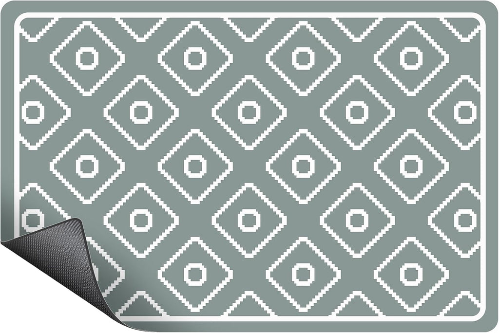 SUEH DESIGN Dish Drying Mat, Absorbent Coffee Mat 19.6 x 11.8 in Quick Dry Kitchen Drying Dish Drain Mat for Kitchen Counter Coffee Bar, Green